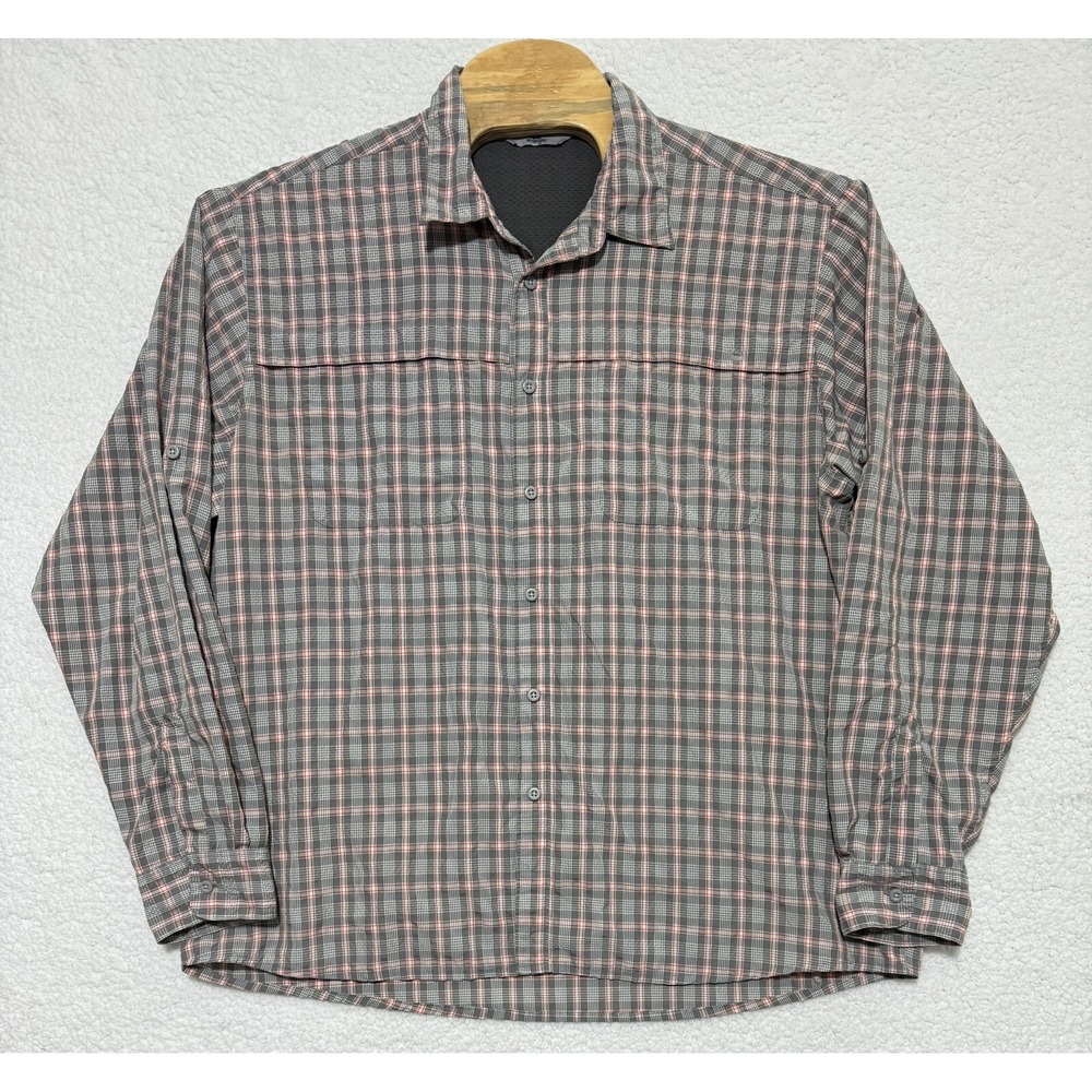 Wrangler Button Up Plaid Vented Shirt Mens 2XL Hunting Fishing Roll Tab Nylon
